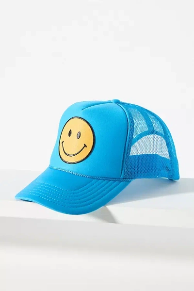 Ascot + Hart Smiley Patch Trucker Hat In Blue