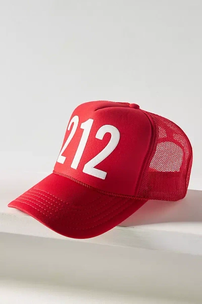 Ascot + Hart Zip Code Trucker Hat In Red