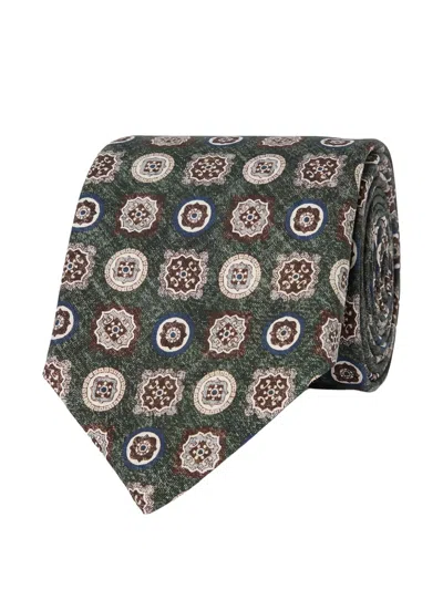 Ascot Patterned Tie In Green