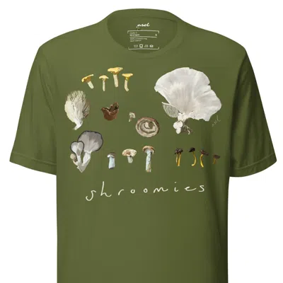 Asel Women's Shroomies. Olive Green Cotton T-shirt