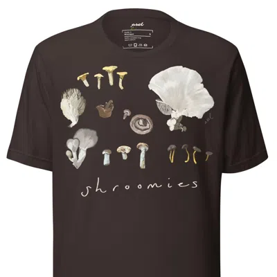 Asel Women's White Shroomies. Brown Cotton T-shirt