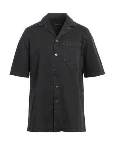 Asensyo Man Denim Shirt Black Size M Cotton, Elastane