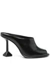 Ash Leather Sabot With Geometric Heel Design In Black