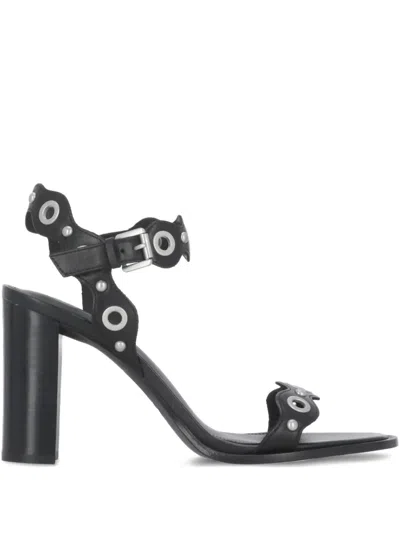 Ash 100mm Eyelet-embellished Heeled Sandals In Black