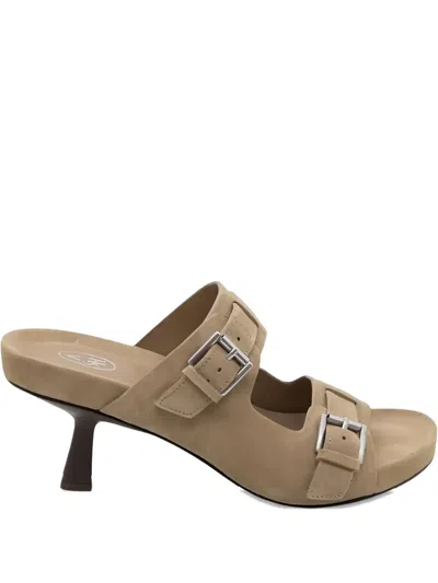 Ash 27,5mm Double-buckle Suede Heeled Sandals In Brown