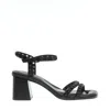Ash Jody Bis Black Leather Studded Block Heel Sandals In Black