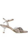 Ash 60mm Knotted Ankle-strap Sandals In Metallic