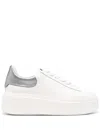 Ash White Leather Sneakers With Metallic Silver Accent In White