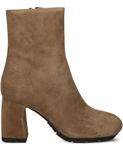 Ash 80mm Eclat Block-heel Suede Boots In Brown