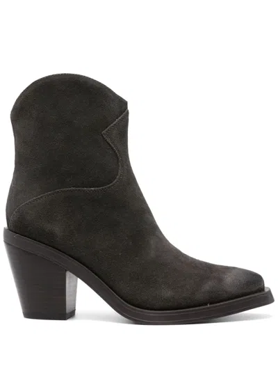 Ash Judy Texan Ankle Boots In Grey Suede