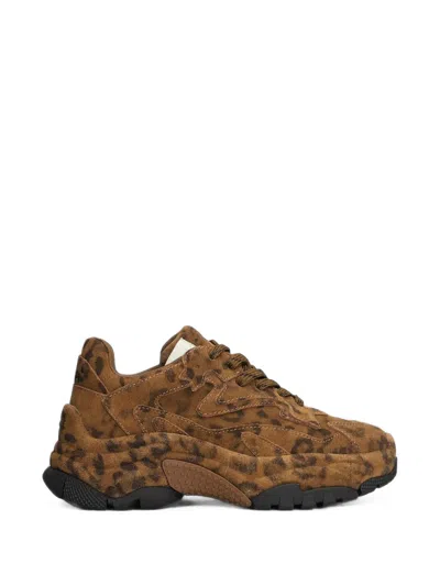 Ash Addict Bis Leopard-print Low-top Sneakers In Brown