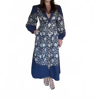 Ash & Eden Cosmo Midi Dress In Blue