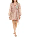 Ash & Eden Fara Mini Wrap Dress In Pink