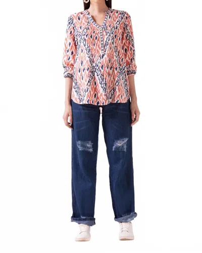 Ash & Eden Nehara Stand Collar Top In Coral In Black