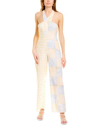 Ash & Eden Sarah Halter Neck Jumpsuit In Neutral