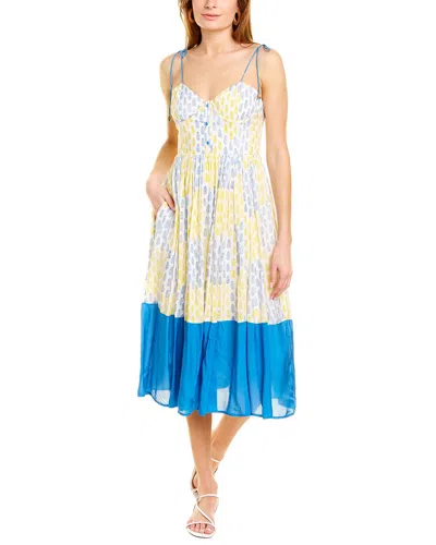 Ash & Eden Shanto Bustier Midi Dress In Yellow