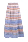 Ash & Eden Women's Blue / Yellow / Orange Reema Skirt - Tiered Midi Skirt In Blue/yellow/orange
