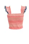 Ash & Eden Women's Pink / Purple / Yellow Pia - Smocked Crop Top With Smocking Details In Pink/purple/yellow