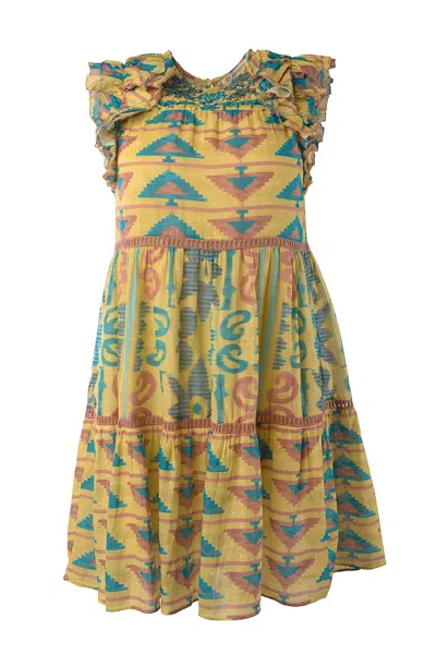 ASH & EDEN WOMEN'S YELLOW OLGA -MUSTARD MINI DRESS WITH FLUTTER SLEEVE