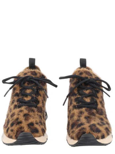 Ash Animal Print Textured Furry Sneakers In Brown
