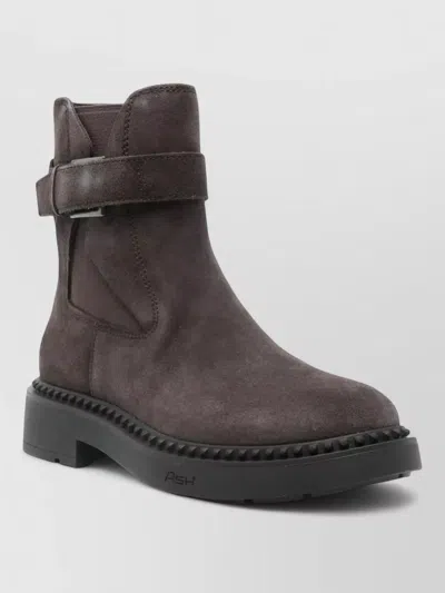 Ash Ankle Boots Block Heel Round Toe In Brown