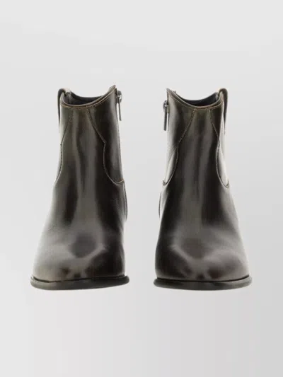 Ash Ankle Boots With Block Heel And Almond Toe In Black