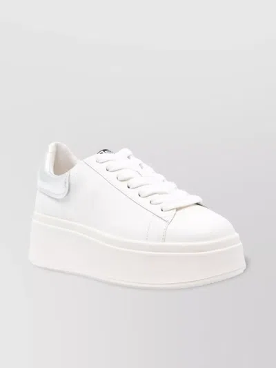 Ash Ankle Padded Platform Sole Metallic Heel In White