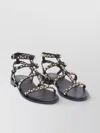 Ash Ankle Strap Leather Flat Sandals With Studs