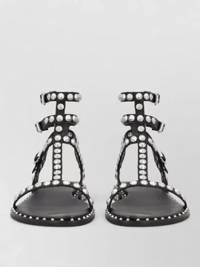Ash Ankle Strap Sandals Flat Sole Studs In Black