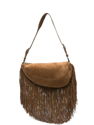 Ash Astrid Fringe-trimmed Shoulder Bag In Brown