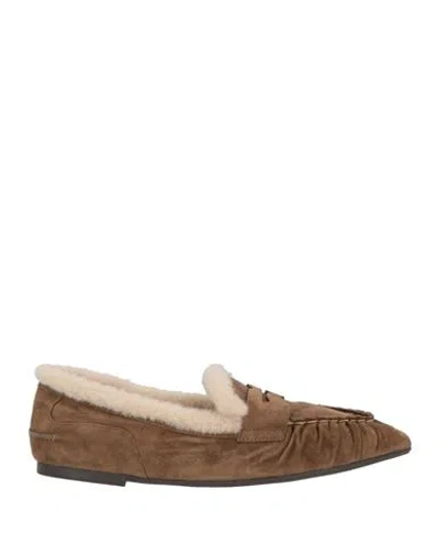 Ash Babe Woman Loafers Light Brown Size 9 Leather In Beige