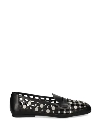 Ash Mini Leather Flat Shoes For Women In Black