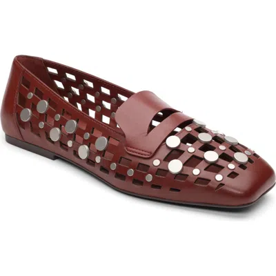 Ash Bali Studded Cutout Loafer In Brown