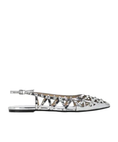 Ash Silver Leather Slingbacks In Metallic