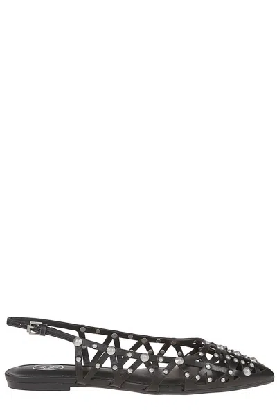 Ash Bazaar Slingback Stud Embellsished Sandals In Black