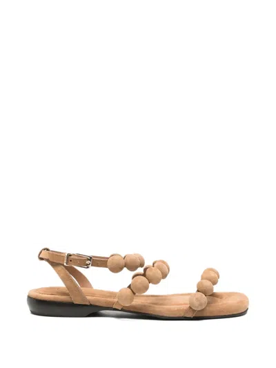 Ash Bead-embellished Suede Sandals In Neutral