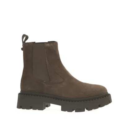 Ash Woman Ankle Boots Military Green Size 11 Soft Leather In Brown