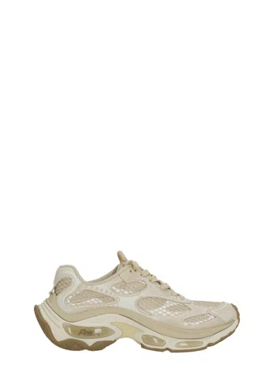 Ash Beige Dragon Contrasting Details Sneakers In Neutral