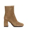 Ash Beige Suede Ankle Boots With Square Toe In Brown