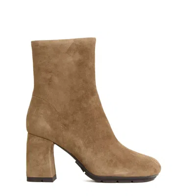 ASH BEIGE SUEDE ANKLE BOOTS WITH SQUARE TOE