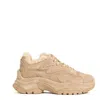 Ash Beige Suede Sneakers With Plush Faux Fur Lining In Multi
