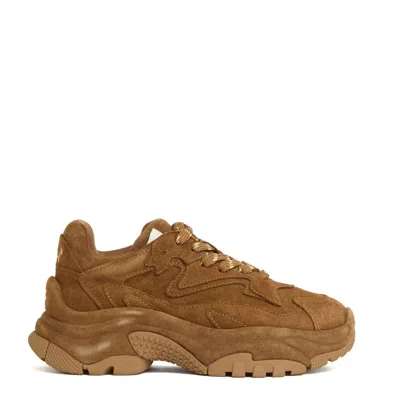 Ash Beige Suede Sneakers With Sculpted Sole In Brown
