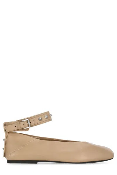 Ash Best 02 Ankle Strap Flat Shoes In Beige