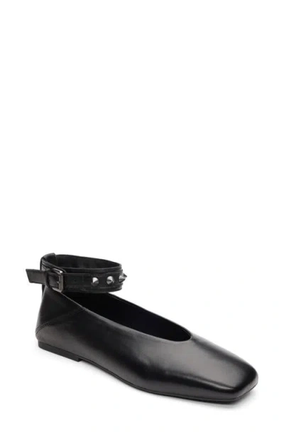 Ash Best Studded Ankle Strap Flat In Black
