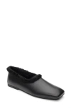 Ash Bianca Faux Fur Lined Ballet Flat In Black