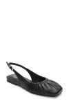 Ash Bibi Ruched Square Toe Slingback Flat In Black