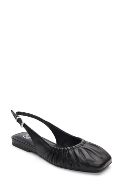 Ash Bibi Ruched Square Toe Slingback Flat In Black