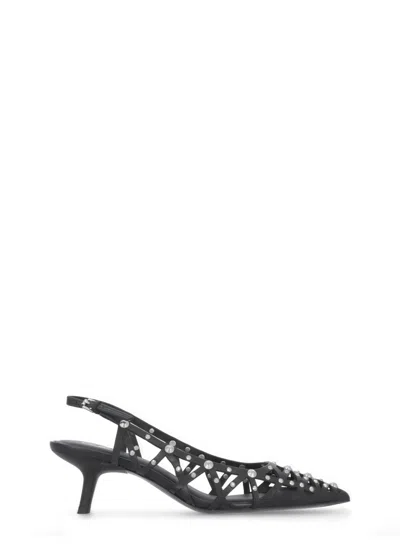 Ash Studded Arrow Toe Kitten Heel Sandals In Multi