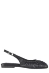 Ash Minimalist Black Leather Sandals With Adjustable Slingback Strap In Black