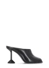 Ash Leather Sabot With Geometric Heel Design In Black